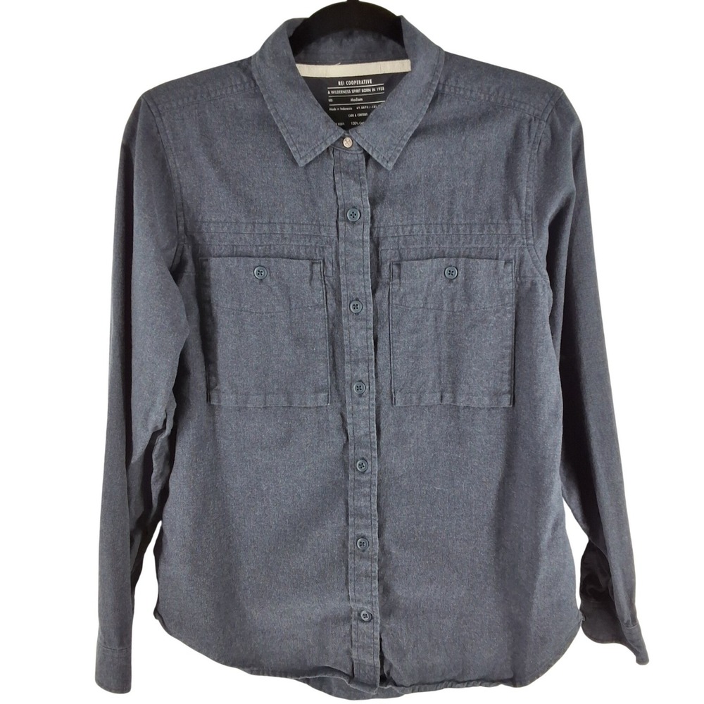 REI Co-op Men's Dark Blue 100% Cotton Long Sleeve Flannel Shirt Medium